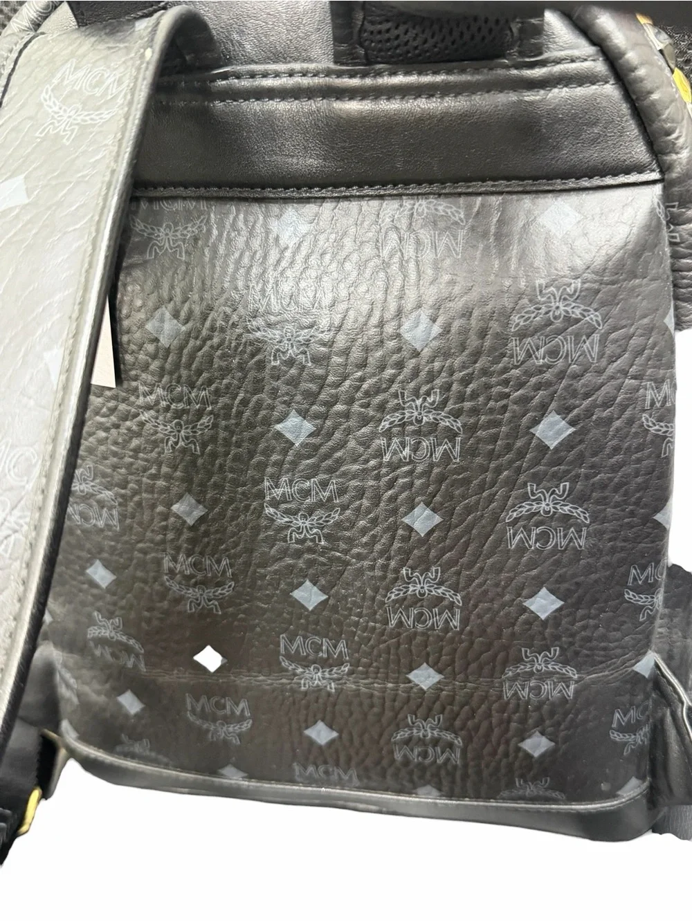 MCM Logogram Visetos Black Leather Backpack